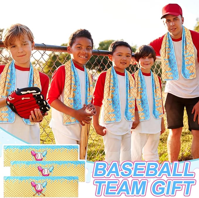 Breling 12 Pcs Cream Drip Baseball Cooling Towels 40"x12" Ice Drip Cooling Towels Microfiber Sweat Sport Rags Absorbent Chilly Washcloth for Hot Weather Workout Gym Coach Gift Sport Party Favors