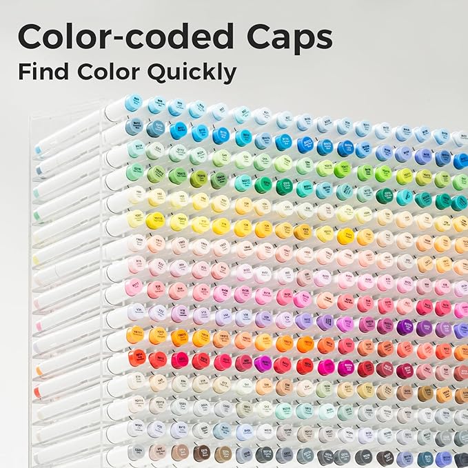 Ohuhu Alcohol Markers Brush Tip: 168-Color Double Tipped Art Marker Set - Image 4