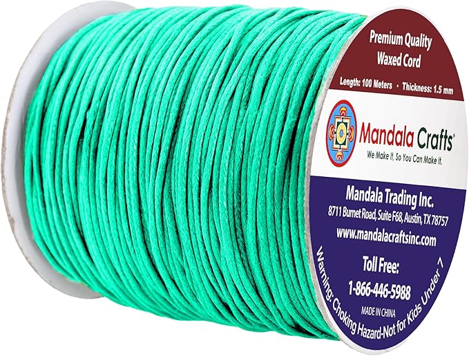 Mandala Crafts 1.5mm 109 Yards Seafoam Green Cotton Waxed Cord - Image 2