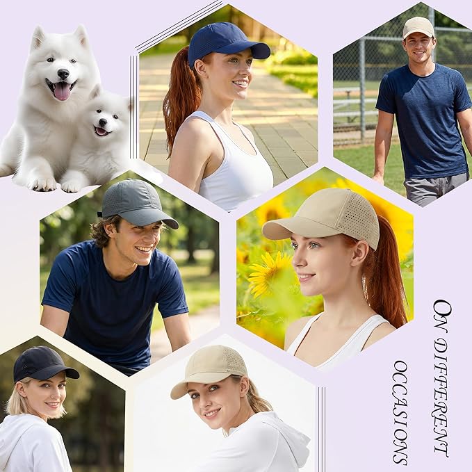 Men Adjustable Quick Dry Baseball Cap Laser Cut Mesh Ball Curved Brim Snapback Hat