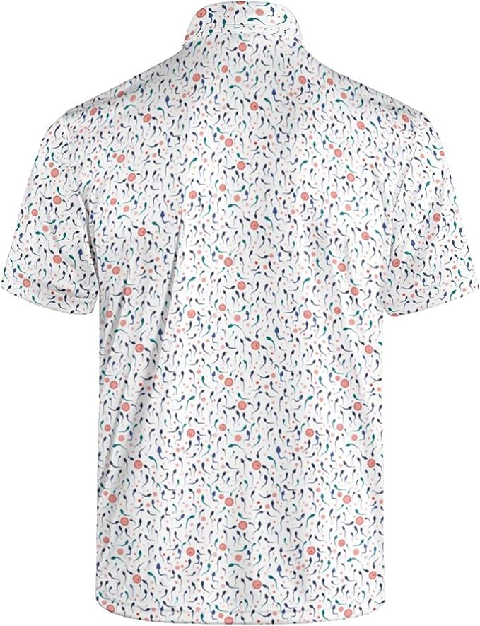 Golf Polo Shirts for Men Funny Print Short Sleeve Golf Shirts Performance Golf Polos