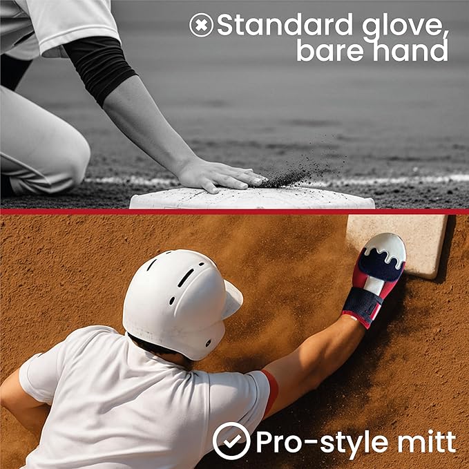 Baseball Sliding Mitt Guard Kit for Youth and Adult - Padded Protective Softball Sliding Glove Arm Sleeve Set – Includes Red + Blue Arm Guards – Hand Protection, Compression Sleeves, Accessories