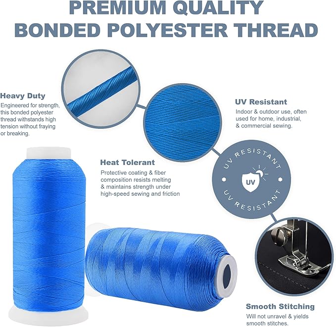 Mandala Crafts Sky Blue Heavy Duty Thread -1500 Yds Tex 90 Thread - Image 3