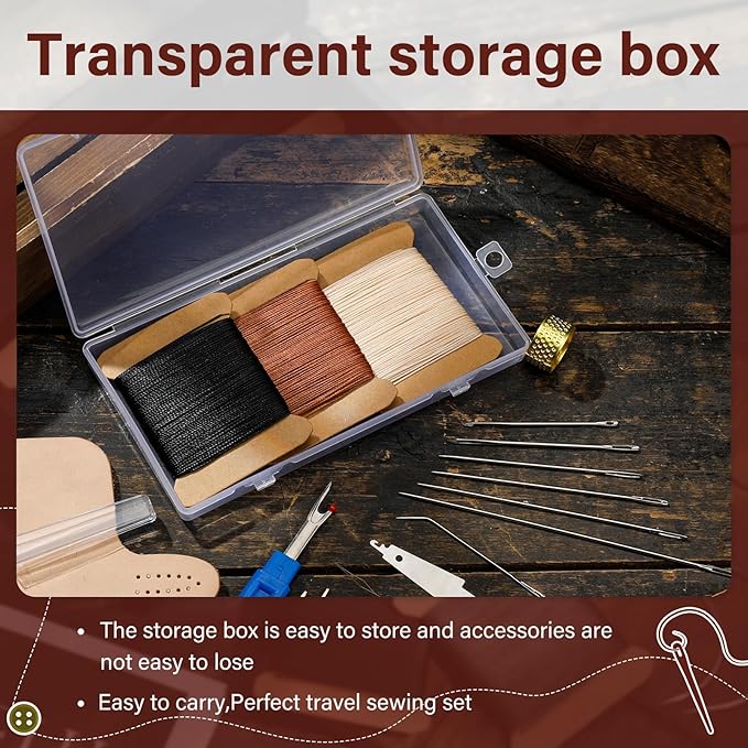 KAQRHFT Upholstery Repair Kit and Upholstery Needle, 0.55mm 98 Yard Waxed Thread - Image 3