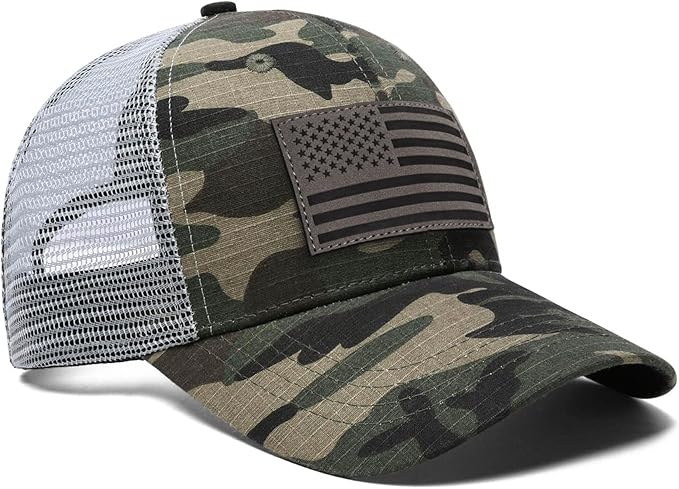 American Flag Trucker Hat - Snapback Hats for Men Women Baseball Cap - Breathable Mesh & Adjustable Fit for Casual Wear