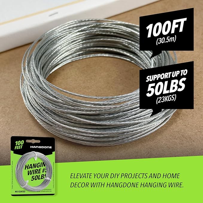 Picture Hanging Wire #5 50lbs 100-Feet, Flexible Steel Wire 16 Gauge - Image 2