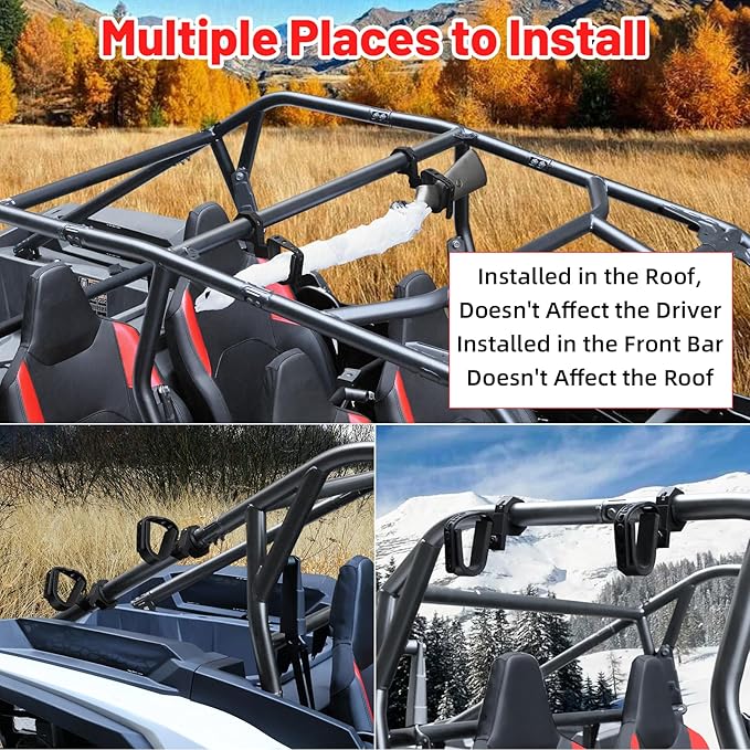 StarknightMT UTV Gun Holder - Roll Bar Tool Gun Rack Fits for 1", 1.5",1.75", and 2" Roll Bar UTV Rack, Gun Mount Compatible with Polaris RZR Ranger Can-Am Kawasaki Snowmobile Golf Cart