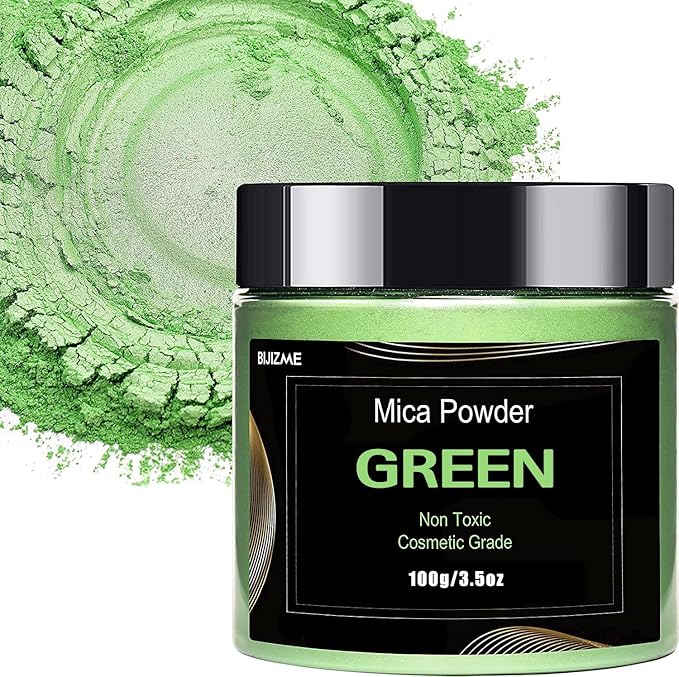 Green Mica Powder Pigment -Cosmetic Grade Metallic Mica Powder by BIJIZME