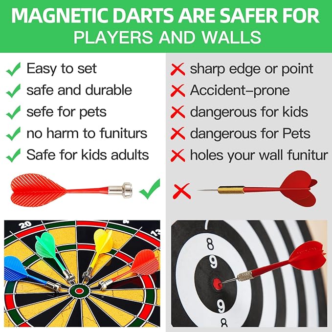 Magnetic Dart Board for Kids-12Magnetic Dart/Sticky Balls Or 2 Toy Gun+40 Foam - Image 3