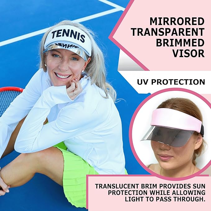 Funky Junque Women's UV 50 Adjustable Sun Visor - Golf Tennis Pickleball - Sports Themes Solid Colors Easter Pastels