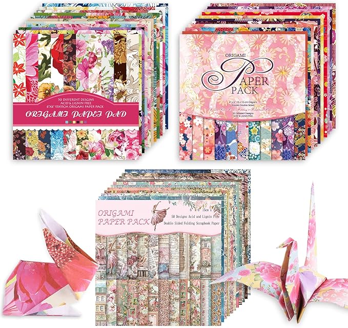 Origami 6x6 Paper Kit 150 Sheets 150 Vivid Colors Double Sided Same Printed by Wanshui