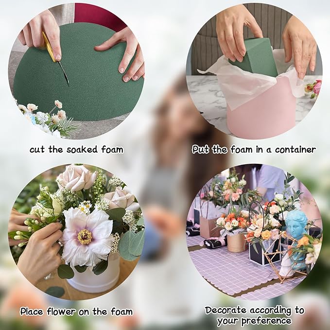 LOKIPA Floral Foam Round, 4 Pack Floral Dry Foam Half Ball - Image 6
