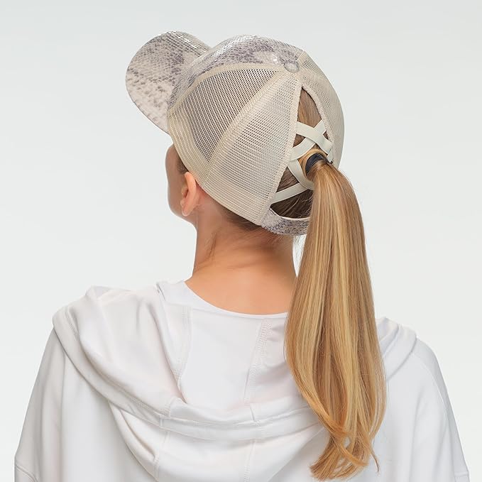 C.C Ponycap Messy High Bun Ponytail Adjustable Glitter Mesh Trucker Baseball Cap
