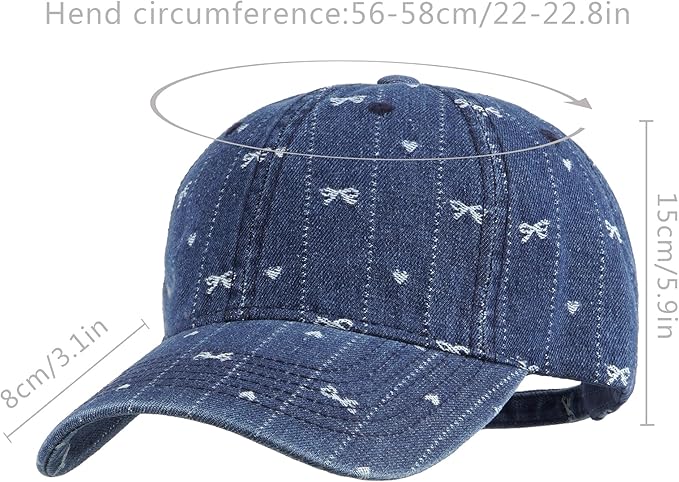 Hoce Fashion Rhinestone Denim Baseball Cap Studded Bling Hat for Women