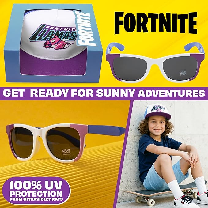 Spongebob | Minecraft | Fortnite | Super Mario | Kids Baseball Cap & Sunglasses with UV Protection, Gifts for Boys