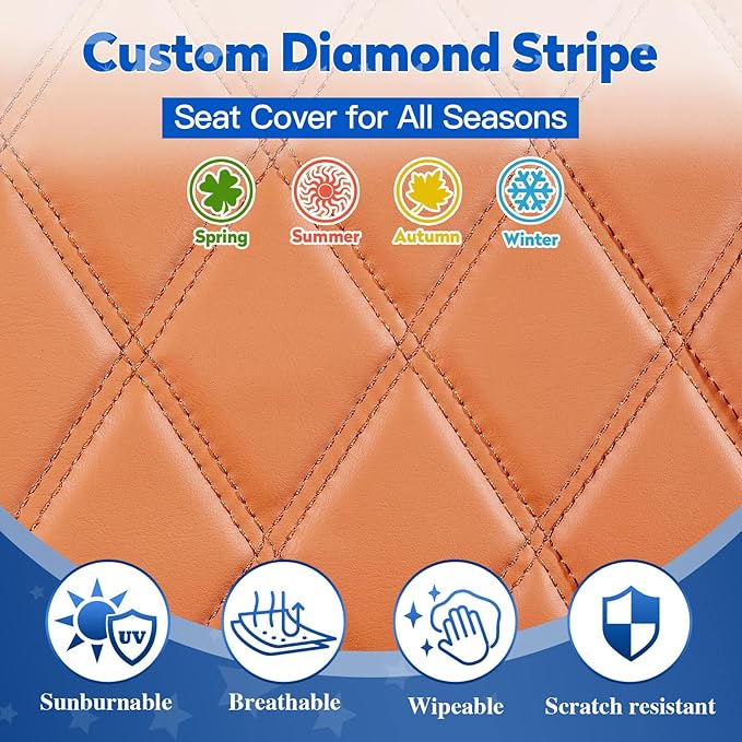 NOKINS Golf Cart Seat Covers Fit EZGO TXT RXV Freedom Liberty Express Premium Front Seat Cushion, Golf Cart Accessories Replacement Premium Front Seat Covers, No Stapler (All Brown)