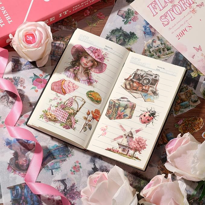 Scrapbook Stickers 20 Sheets 240 Pre-Cut Washi Stickers - Image 4