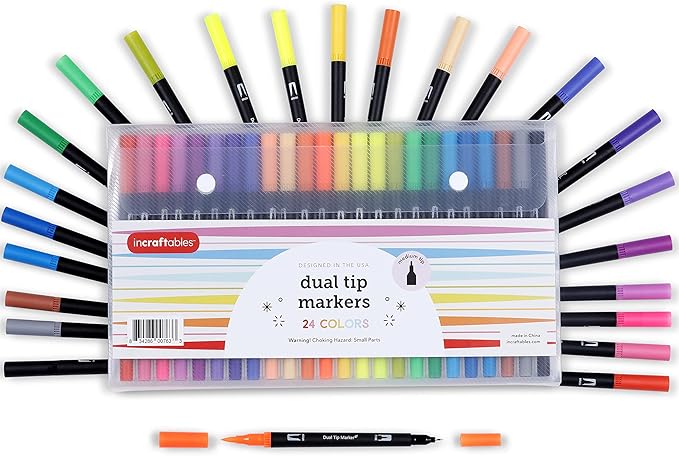 Incraftables Dual Tip Markers – Adult Coloring, Brush Tip & Fine Tip Markers by Incraftables