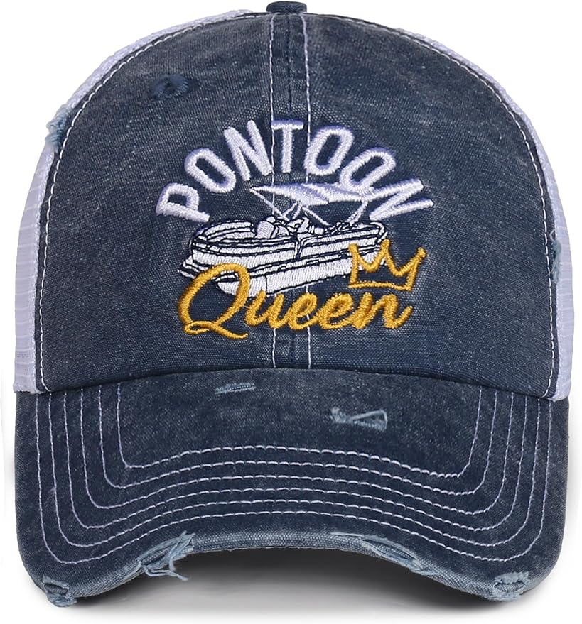 InnoBeta Pontoon Queen Hat, Boat Captain Gifts for Women, Pontoon Accessories Baseball Cap, for Pontoon Owners