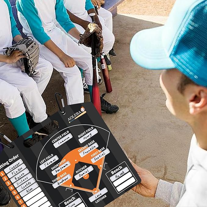 AOLEBA Baseball Lineup Board for Dugout,Dry Erase Magnetic Metal Baseball Clipboard for Coaches