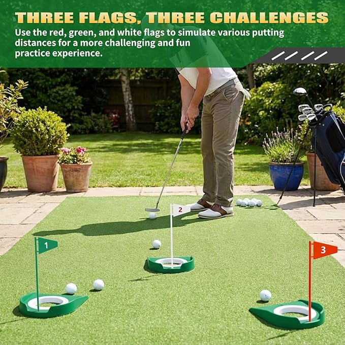 Sotiff Golf Putting Practice Cup Hole Training Aids Golf Accessories Training Putters with Plastic Flag for Adult Office Garage Yard Indoor Outdoor Practice