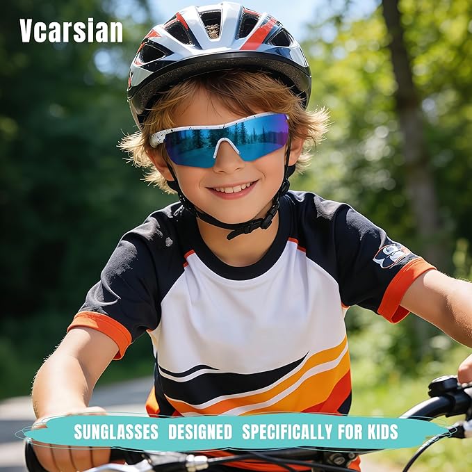 Kids Sunglasses Youth Baseball Sunglasses for Boys Girls 3-12 Polarized Softball Sports Goggles UV Protection