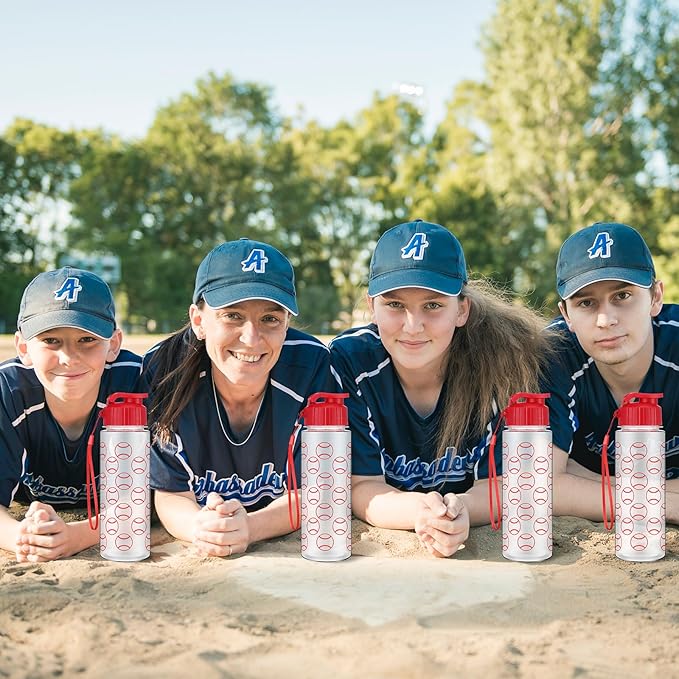 Funnymoom 12 Pcs 17 oz Baseball Sports Bottles with Leak Proof Flip Top, Reusable Plastic Water Bottles for Baseball Team Gift Accessories, Sports Party Favors Supplies