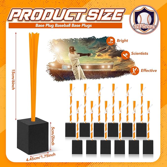 Shappy 12 Pieces Baseball Base Plugs with Tassel Heavy Duty Anchor Plugs for Baseball Field and Softball Accessories