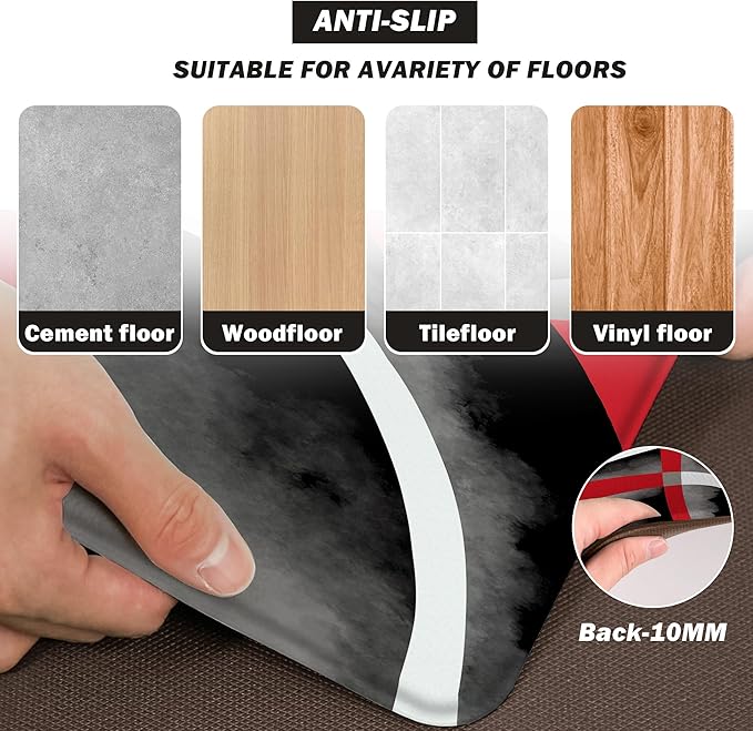 Kitchen Mats for Floor red Kitchen Rugs Modern Abstract Circle Anti Fatigue - Image 5