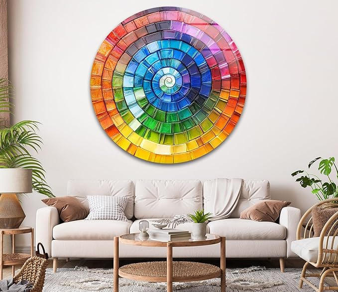 My Photostation.com 31.5'' Diameter Radiant Spiral Spectrum Round Glass Wall - Image 2