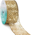 CT CRAFT LLC Sparkling Glitter Mesh Wired Ribbon 2.5" x 20 Yards Gold by CTCRAFTLLC