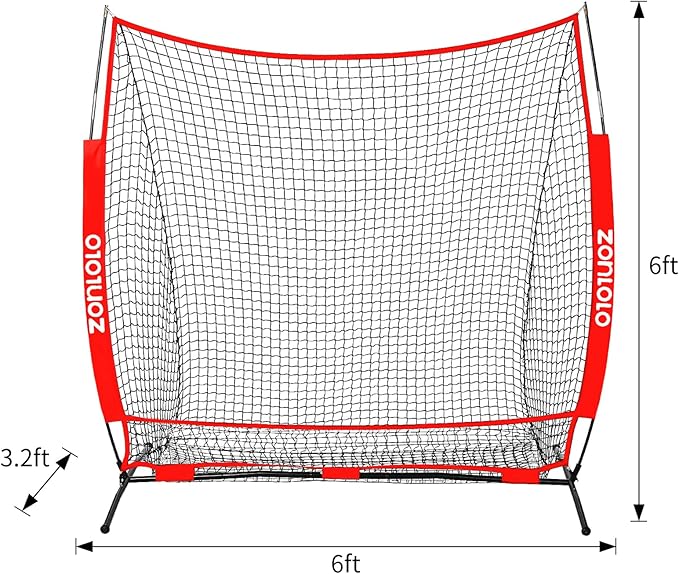 Zonlolo 6 x 6 FT Baseball Net with 3 Diffferent Targets, Portable Practice Net for Batting，Hitting，Pitching and Throwing,Compact Package with Small Carrying Bag，Great for Kids