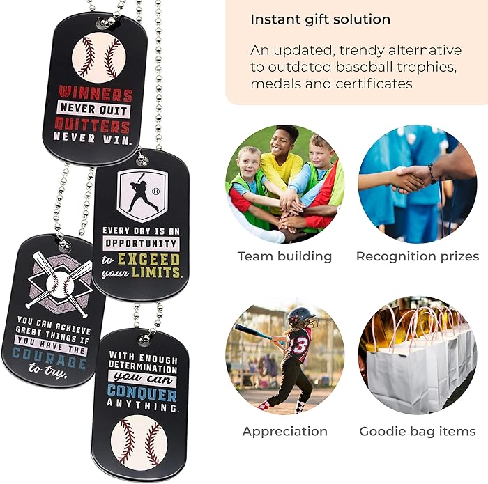 Inkstone Baseball Dogtag Necklaces | Motivational Be The Game Changer | 12 Pack | Encouraging Gift for Students, Teams, Players, and Employee baseball necklace Party Favors Gifts for Team Softball Gifts