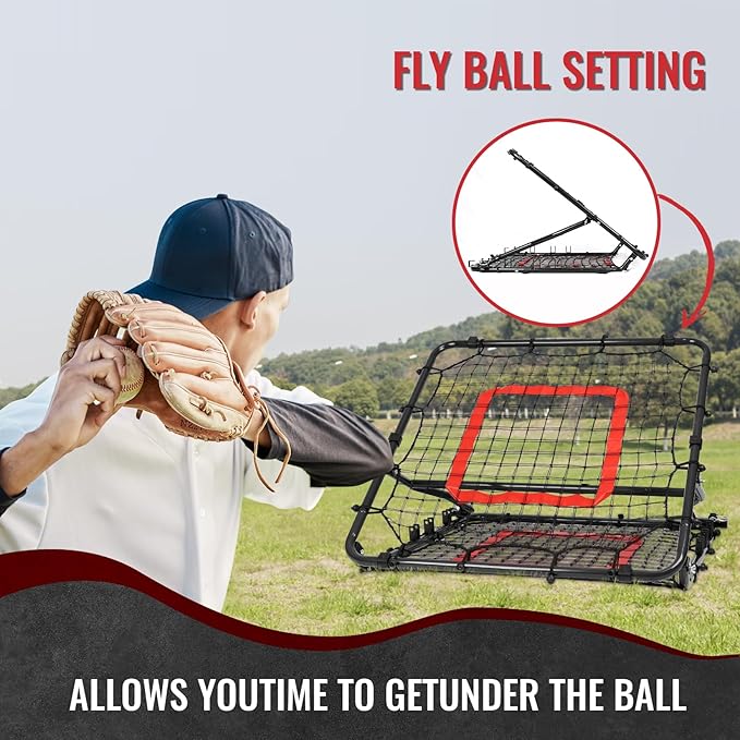 Storgem Baseball Softball Rebounder Net, Pitch Back Rebound Net,Soccer Rebound Net, Fielding Rebounder,Double Sided Adjustable Multi-Sports Pitching Rebound Net for Throwing Practice