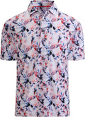 Alex Vando Mens Golf Shirt Moisture Wicking Quick-Dry Print Performance Polo Shirts for Men