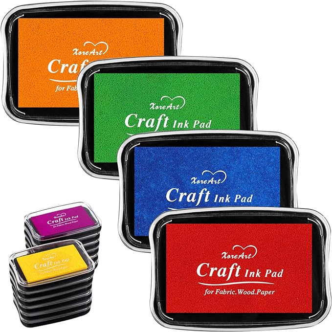 Large Finger Ink Pads for Kids Washable Craft Ink Stamp Pads, 16 Color DIY for by XoreArt