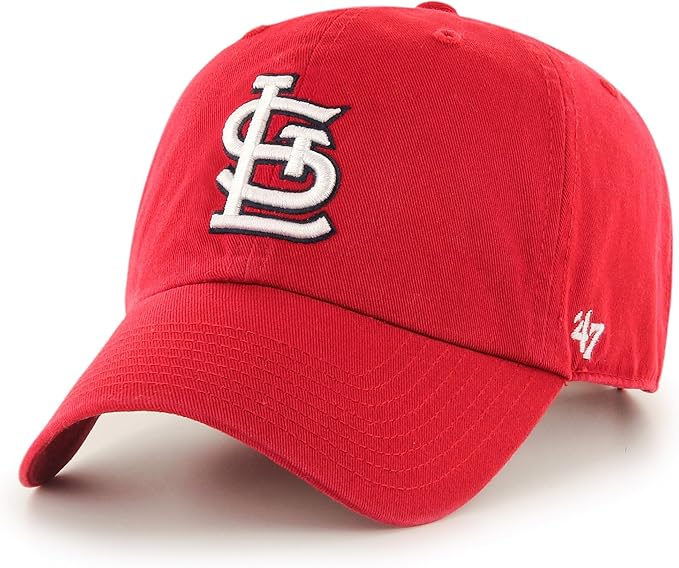 47 Brand MLB Team Color Home Primary Logo Clean Up Adjustable Baseball Cap Hat, Adult One Size Fits All