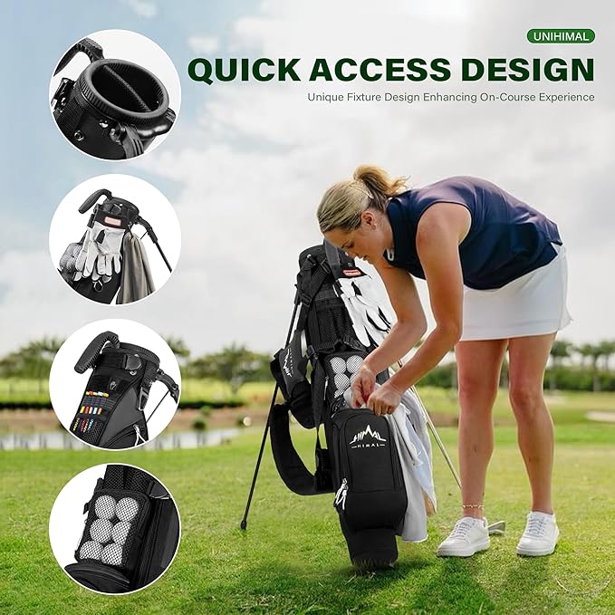 UNIHIMAL Par 3 Golf Bag Small Lightweight with Dual Shoulder Straps – Pitch n Putt Golf Bag Easy to Carry and Durable for Men/Women– 31.5 inches Tall