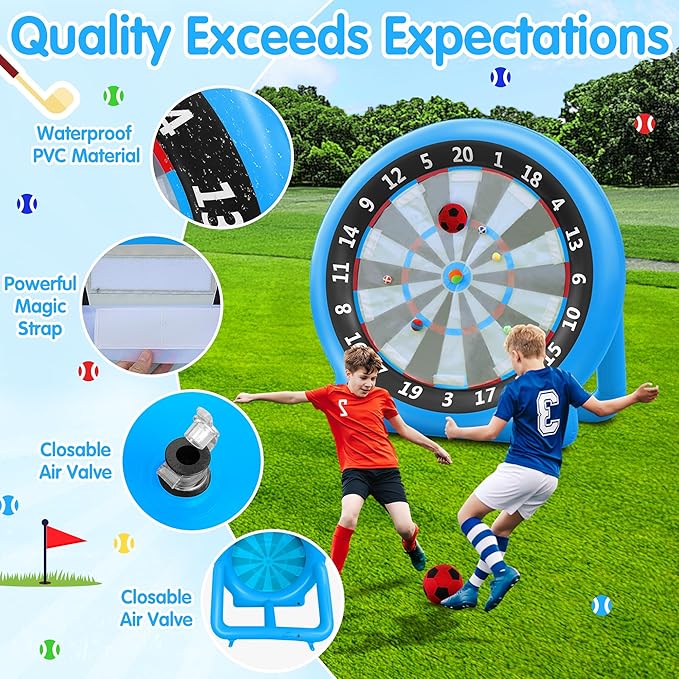 6FT Inflatable Dartboard, Giant Kick Darts Soccer Darts Golf & Throw Dart - Image 6
