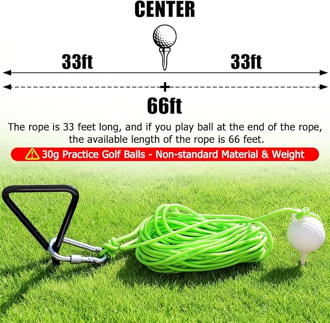 TOBWOLF Golf Ball on a String, 33FT Swing Away Golf Ball on a Rope with Fixed Rod, Golf Rope Swing Trainer, Golf Practice Rope Ball at Backyard or Park for Beginners & Youth to Quickly Practice Swing