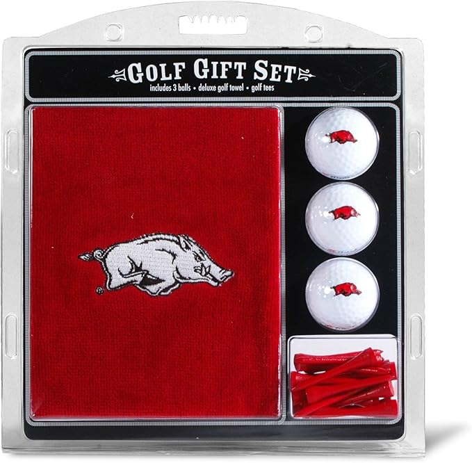 Team Golf NCAA Gift Set Embroidered Golf Towel, 3 Golf Balls, and 14 Golf Tees 2-3/4" Regulation, Tri-Fold Towel 16" x 22" & 100% Cotton