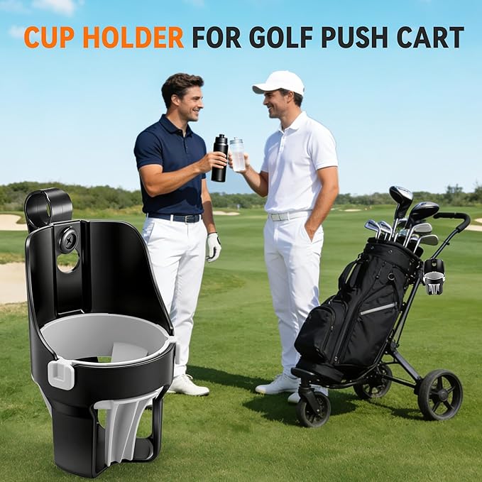 Golf Push Cart Cup Holder, Super Large Capacity, Fits Up to a 40oz Bottle, Universal Heavy Duty Golf Push Cart Accessories
