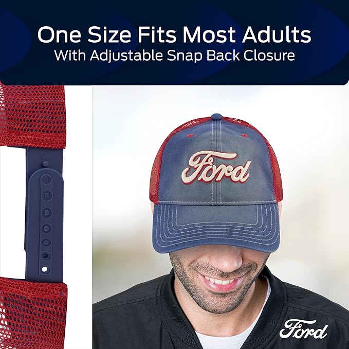 Ford Truck Hat, Logo Mesh Adjustable Baseball Cap with Curved Brim