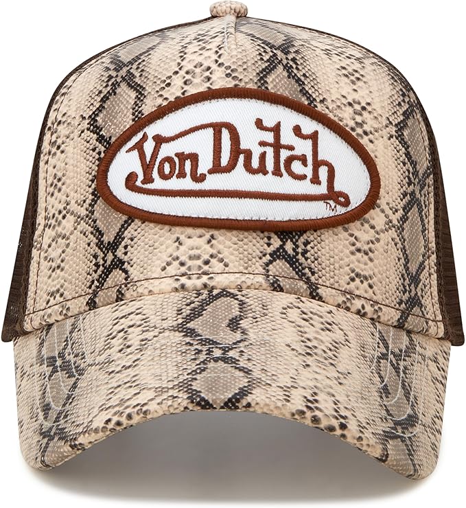 Von Dutch Unisex Trucker Hat - Velvet Curved Bill Mesh Back Retro Classic Adjustable Snapback Baseball Cap for Men and Women