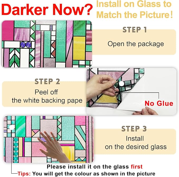 3D Stained Glass Window Privacy Film, Heat Control UV Blocking Static Cling - Image 4