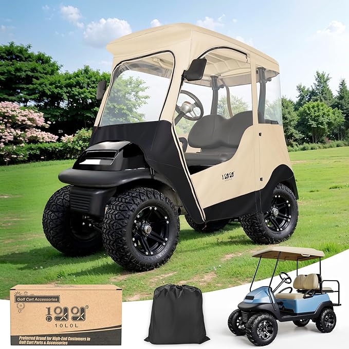 10L0L Deluxe 2 Passenger Golf Cart Enclosure for Club Car Precedent,Onward & Tempo Waterproof Windproof Portable Transparent Golf Cart Rain Enclosures Storage Cover - 57" Roof Fit