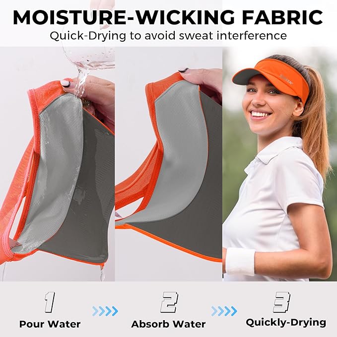 Sukeen 2 Pack Sports Sun Visor Men Women Lightweight Packable Cooling Stretchy Visor Hat for Running, Tennis, Golf