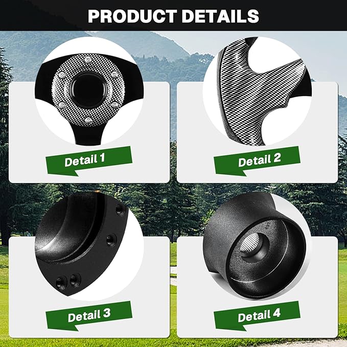 Golf Cart Accessories Steering Wheel D-bottom and Golf Adapter for For EZGO TXT & RXV Golf Cart Bundle-(black gray)