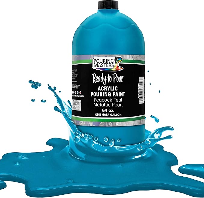 Pouring Masters Peacock Teal Metallic Iridescent Pearl Ready to Pour Acrylic by USArtSupply