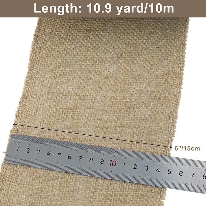 6" Wide Natural Burlap Fabric Roll - Image 2